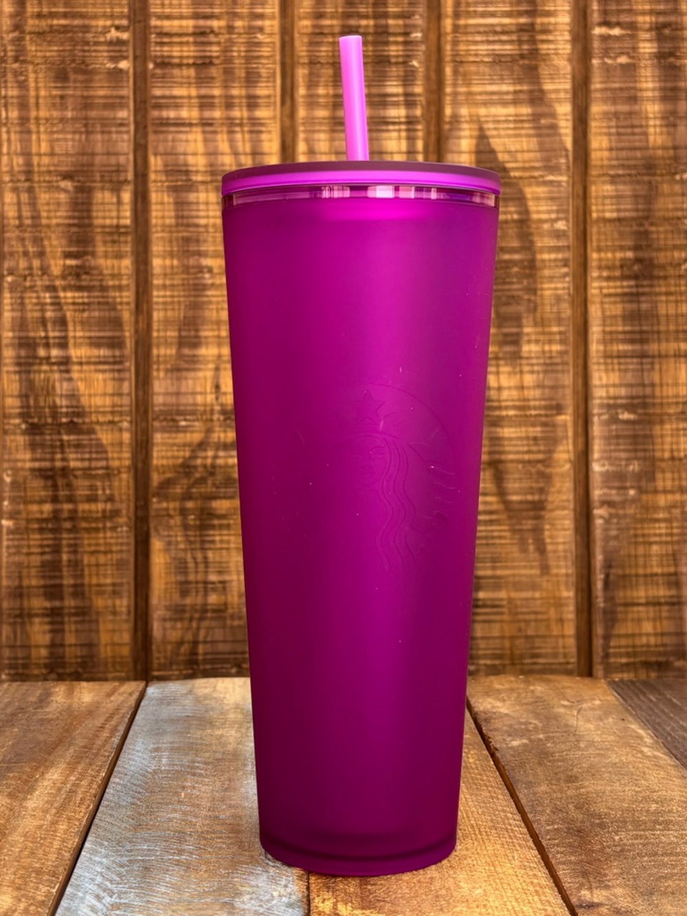Starbucks 2022 Winter Valentines Day Soft Touch Magenta Tumbler with Straw